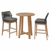 Wellspring 3-Piece Outdoor Patio Teak Wood Bar Set