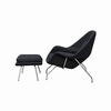 Woom Lounge Chair and Ottoman Wool Black