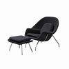 Woom Lounge Chair and Ottoman Wool Black