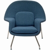 Woom Lounge Chair and Ottoman Wool Blue Tweed