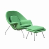 Woom Lounge Chair and Ottoman Wool Green