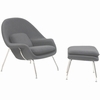 Woom Lounge Chair and Ottoman Wool Light Gray