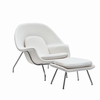 Woom Lounge Chair and Ottoman Wool White