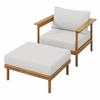 Wren Outdoor Patio Teak Wood Armchair and Ottoman Set