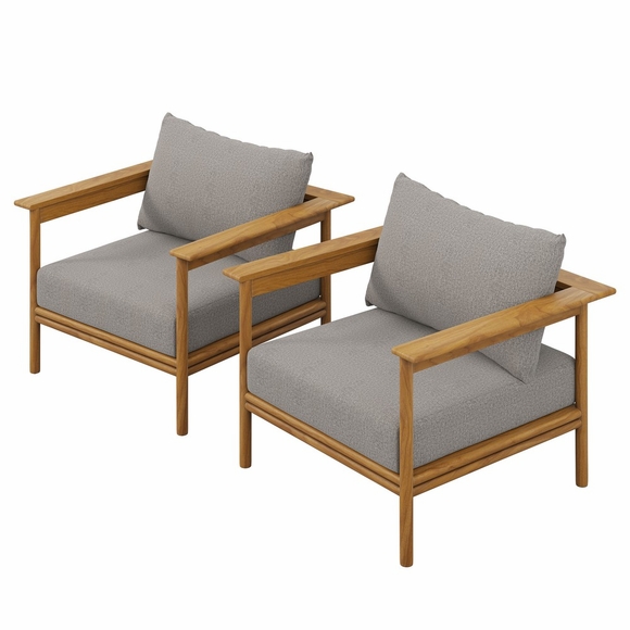Wren Outdoor Patio Teak Wood Armchair Set of 2