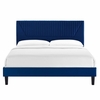Yasmine Channel Tufted Performance Velvet Full Platform Bed-MOD-7004 in Navy
