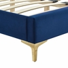 Yasmine Channel Tufted Performance Velvet Twin Platform Bed in Navy