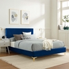 Yasmine Channel Tufted Performance Velvet Twin Platform Bed in Navy