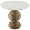 Zale 36" Marble and Seagrass Dining Table in White Natural