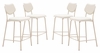 Zeal Counter Stool Set of 4 in Light Gray & Beige