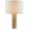Zenith Travertine Table Lamp With Fabric Drum Shade in Travertine