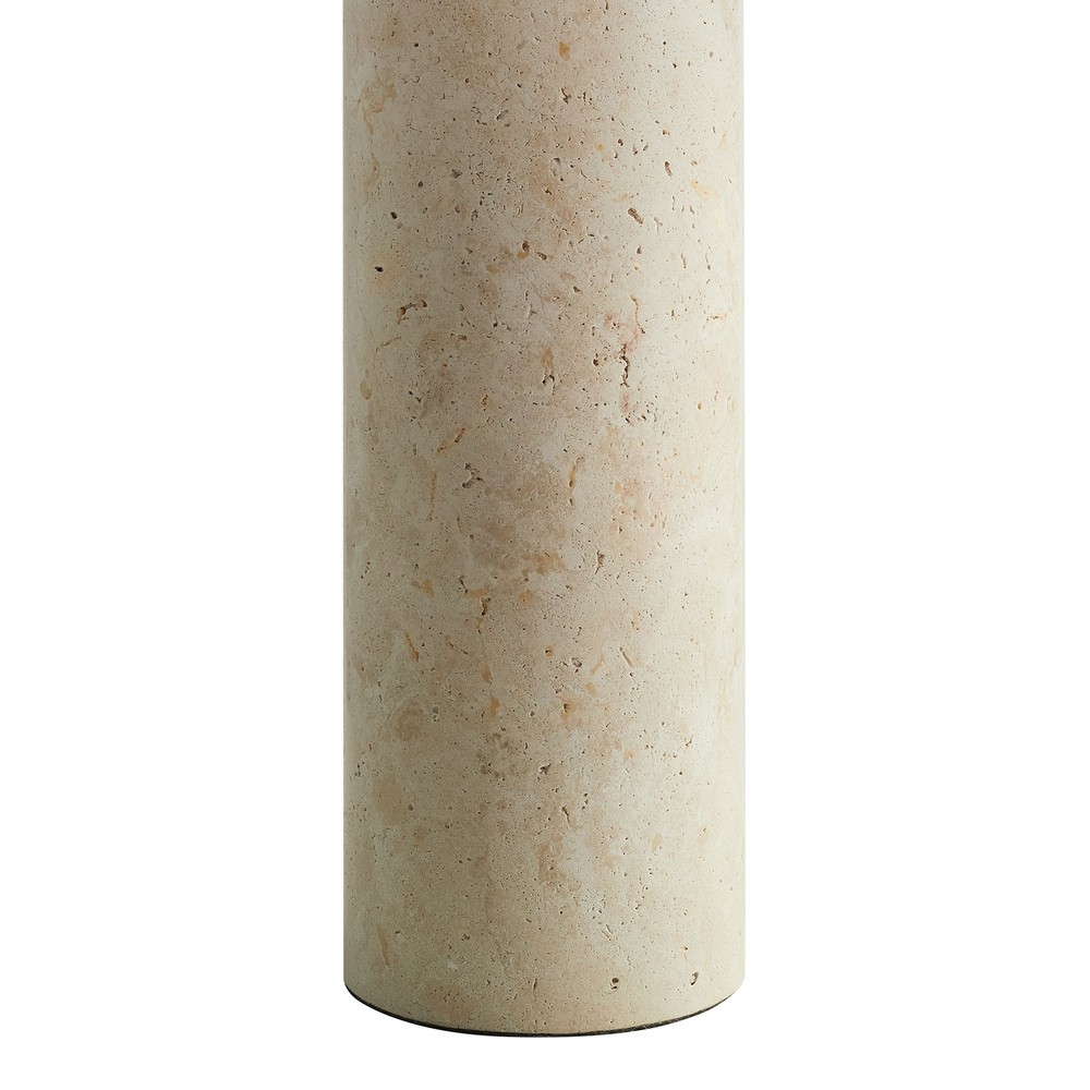 Zenith Travertine Table Lamp With Fabric Drum Shade in Travertine ...