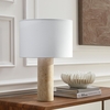 Zenith Travertine Table Lamp With Fabric Drum Shade in Travertine