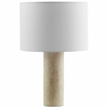 Zenith Travertine Table Lamp With Fabric Drum Shade in Travertine
