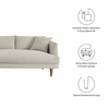 Zoya 3 Piece Down Filled Overstuffed Sectional Sofa in Heathered Weave Ivory