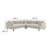 Zoya 3 Piece Down Filled Overstuffed Sectional Sofa in Heathered Weave Ivory