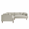 Zoya 3 Piece Down Filled Overstuffed Sectional Sofa in Heathered Weave Ivory