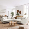 Zoya 3 Piece Down Filled Overstuffed Sectional Sofa in Heathered Weave Ivory