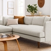 Zoya 3 Piece Down Filled Overstuffed Sectional Sofa in Heathered Weave Ivory