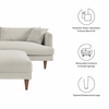 Zoya Down Filled Overstuffed Sofa and Ottoman Set in Heathered Weave Ivory