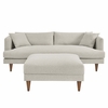 Zoya Down Filled Overstuffed Sofa and Ottoman Set in Heathered Weave Ivory