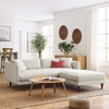 Zoya Down Filled Overstuffed Sofa and Ottoman Set in Heathered Weave Ivory