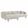 Zoya Left-Facing Down Filled Overstuffed Sectional Sofa in Heathered Weave Ivory