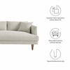 Zoya Left-Facing Down Filled Overstuffed Sectional Sofa in Heathered Weave Ivory