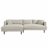 Zoya Left-Facing Down Filled Overstuffed Sectional Sofa in Heathered Weave Ivory