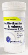 Pharmax Multivit & Min w/o Cu & Fe 60 Caps