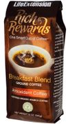 Rich Rewards Breakfast Blend Ground Coffee Natural Mocha Flavor 12 oz