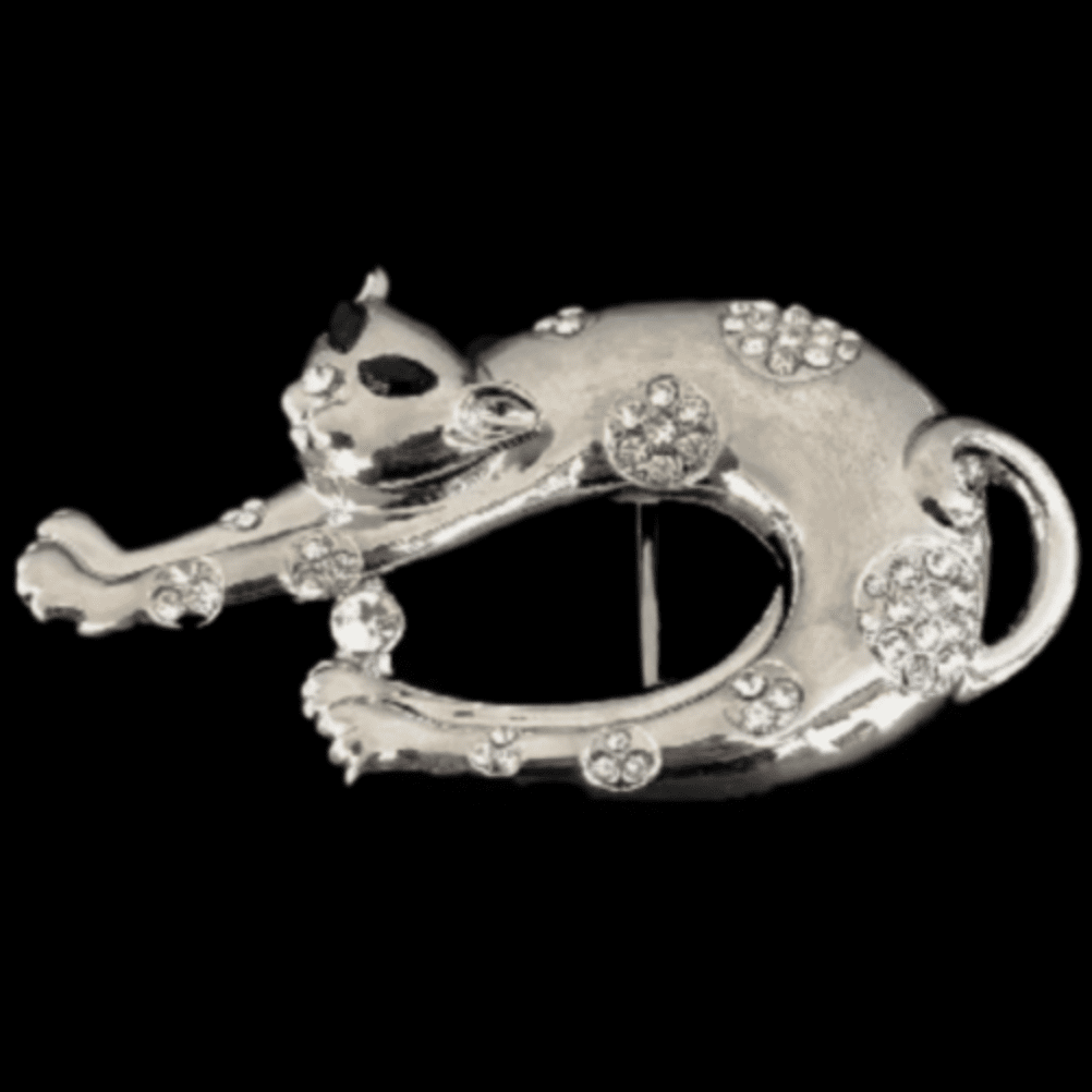 rhinestone cat belt buckle