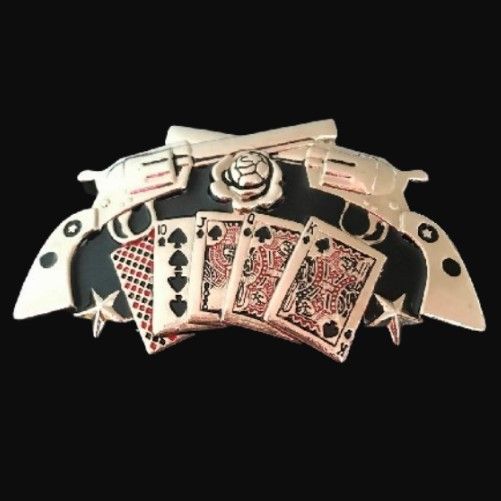 Gun cards Gambling Belt Buckle