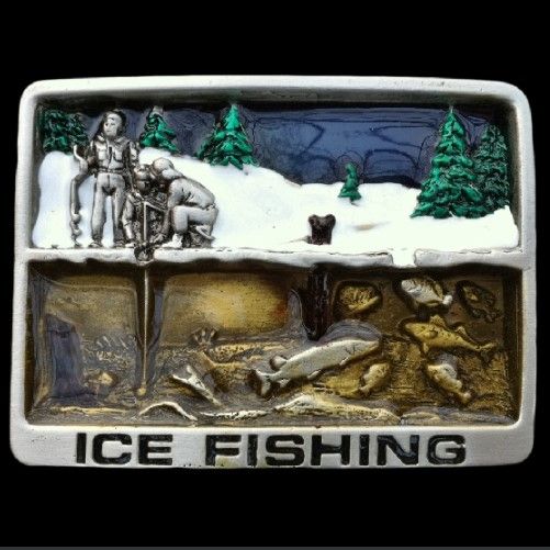 Ice Fishing Canada Winter Sports Belt Buckle