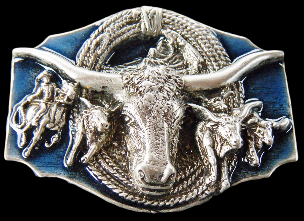 Longhorns Western Animal Belt Buckle