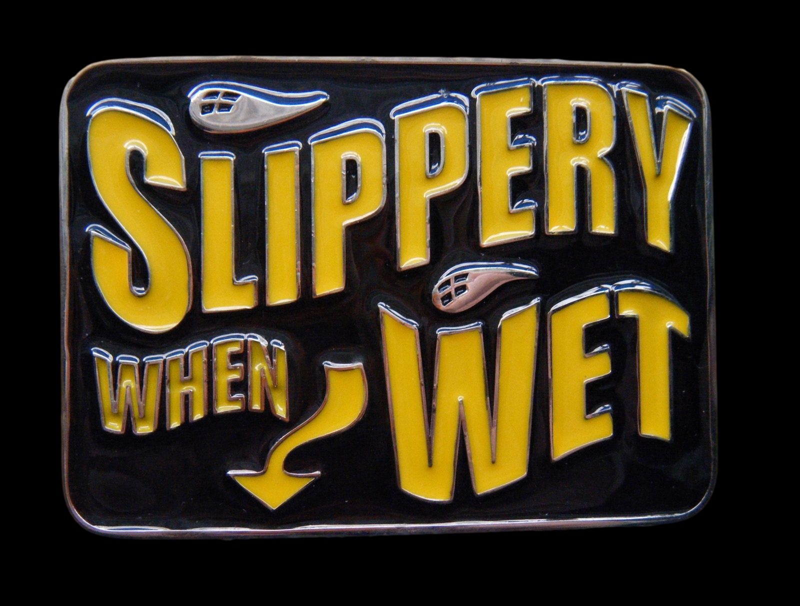 SLIPPERY WHEN WET FUNNY SEXUAL HUMOR JOKE BELT BUCKLE