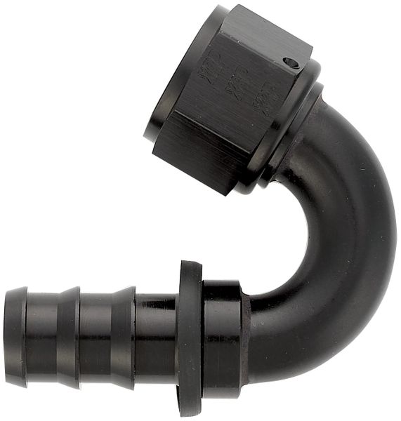 -12 150 Degree Push-On Hose End - Aluminum - Black Anodized