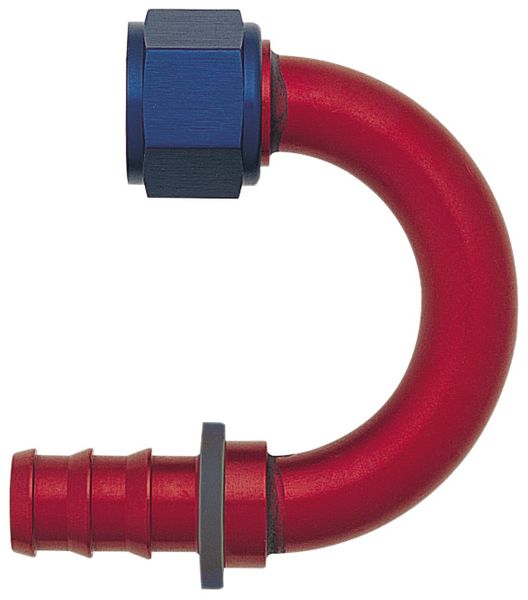 -12 180 Degree Push-On Hose End - Aluminum