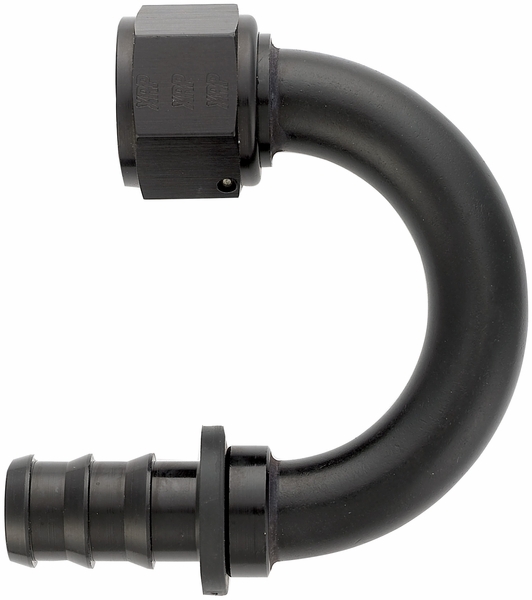 -12 180 Degree Push-On Hose End - Aluminum - Black Anodized