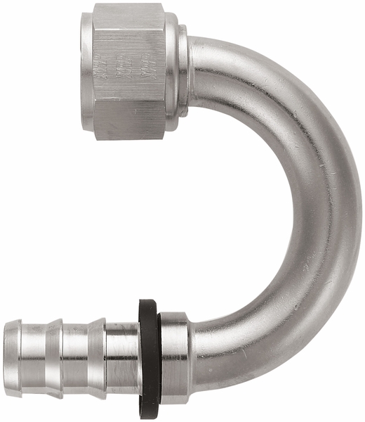 -12 180 Degree Push-On Hose End - Aluminum - Super Nickel Plated