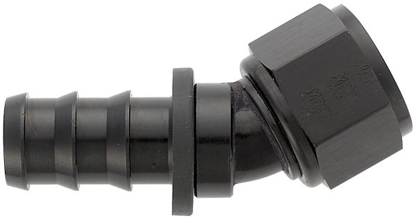 -12 30 Degree Push-On Hose End - Aluminum - Black Anodized