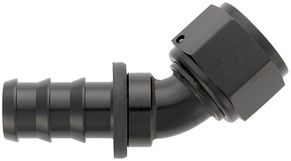 -12 45 Degree Push-On Hose End - Aluminum - Black Anodized