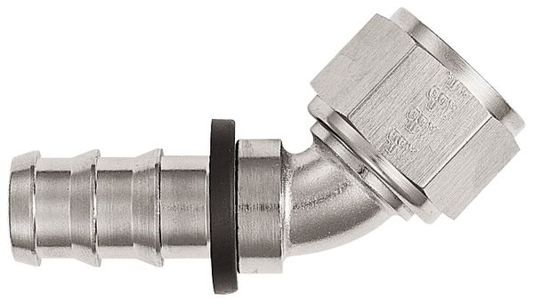 -12 45 Degree Push-On Hose End - Aluminum - Super Nickel Plated