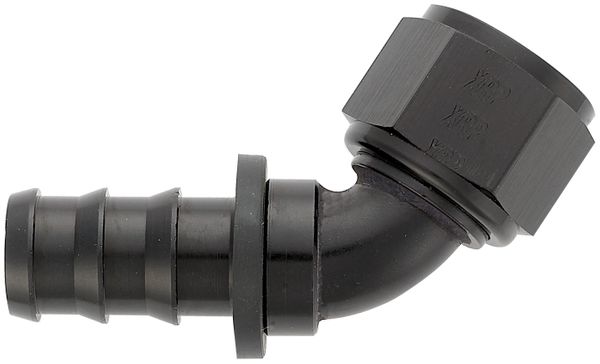 -12 60 Degree Push-On Hose End - Aluminum - Black Anodized