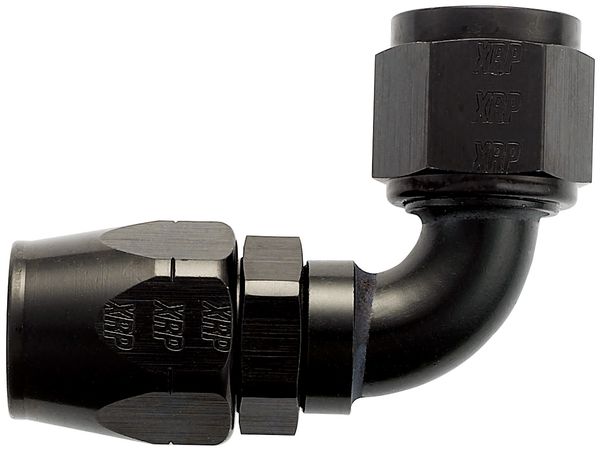 -12 90 Degree Double Swivel Hose End - Aluminum - Black Anodized