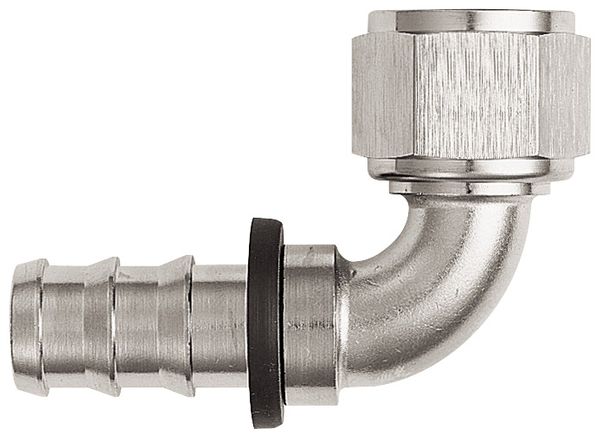 -12 90 Degree Push-On Hose End - Aluminum - Super Nickel Plated