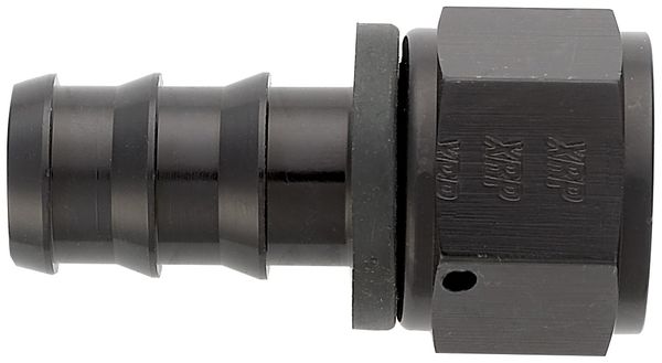 -12 Straight Push-On Hose End - Aluminum - Black Anodized