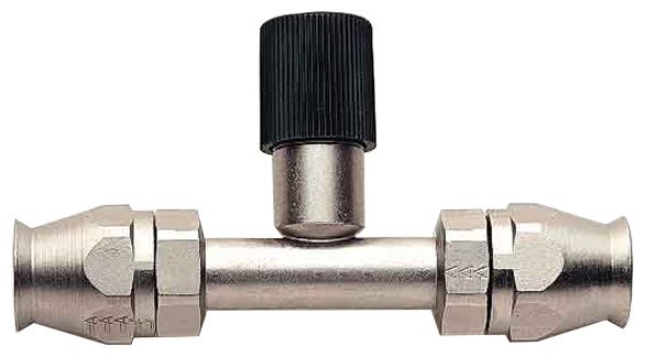 -8 Straight Air Conditioning Hose End - Hose to Hose with Charge Port - Steel