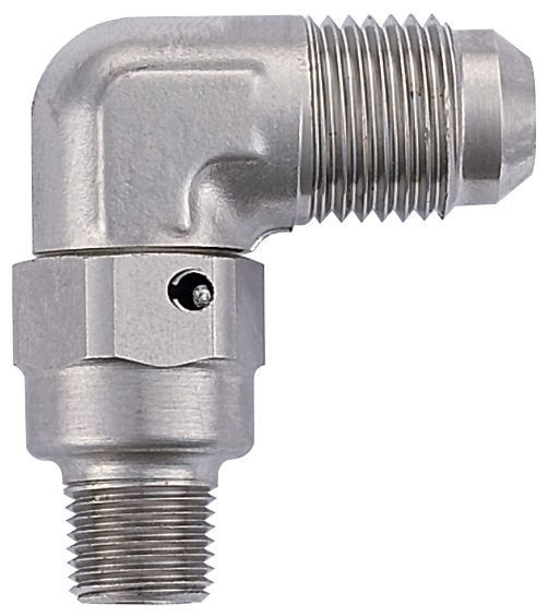 Adapter, -6 Flare 90 Degree to 1/8 NPT with 0.260" ID - Steel
