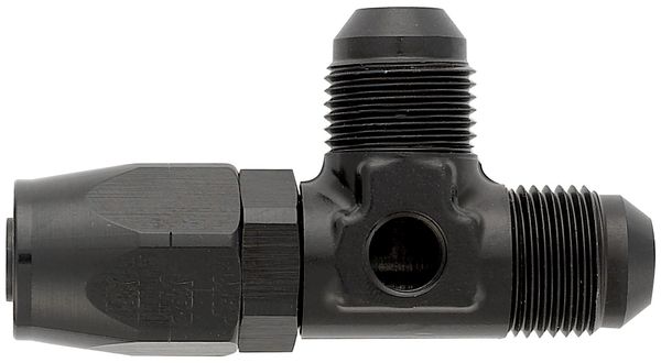 Carburetor Kit Hose End -6 to Male Tee With 1/8 NPT - Black Anodized